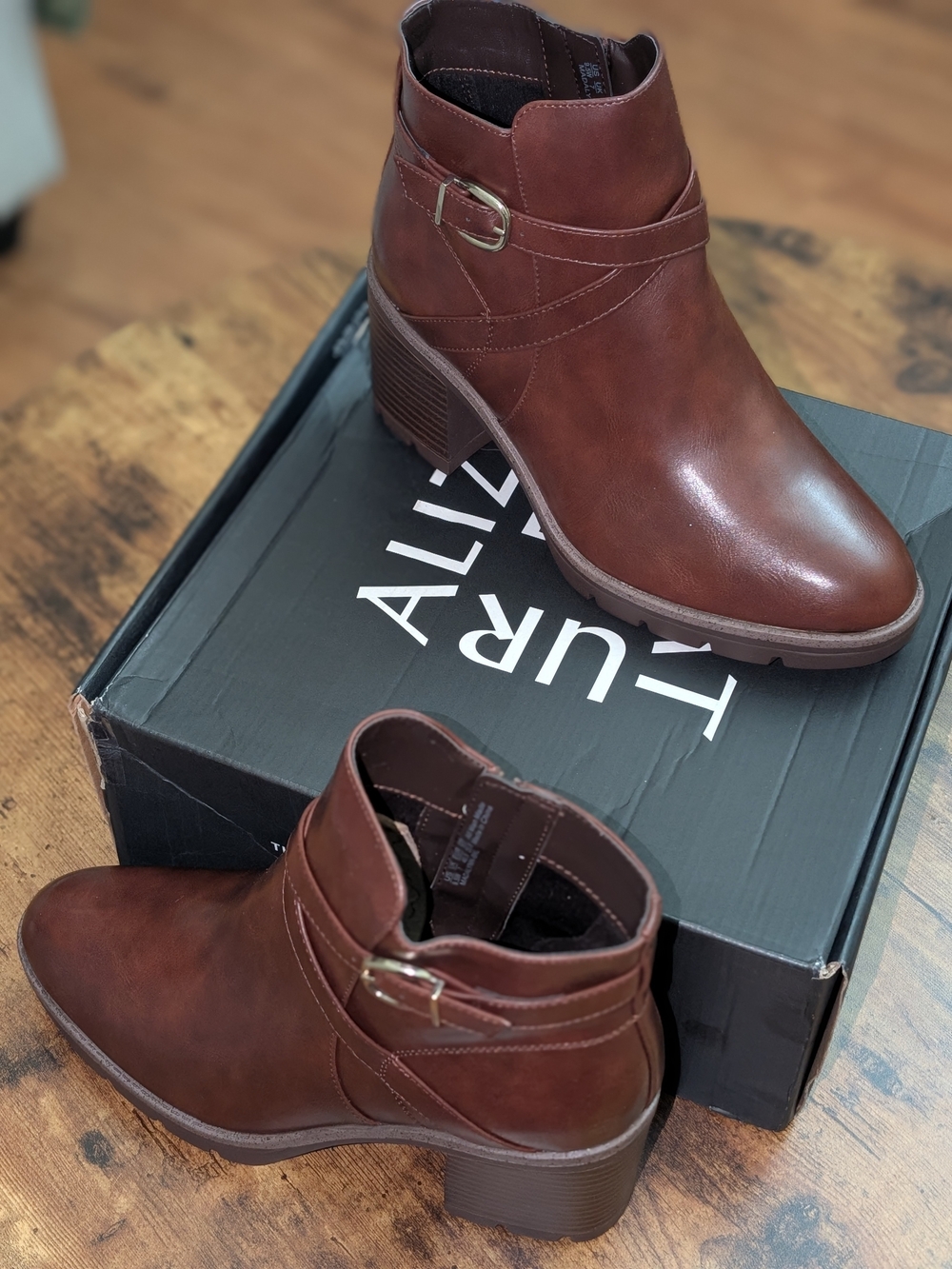 Naturalizer Waterproof Women's Ankle Boots with Buckle Accent In Cinnamon